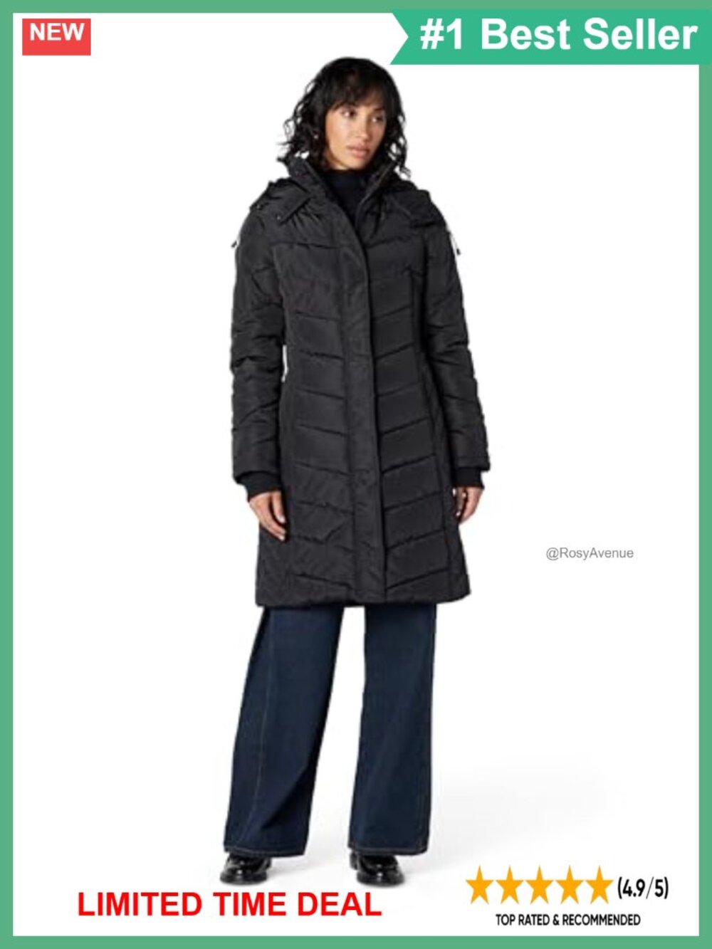 Kenneth Cole New York Women's Mixed Quilted Down Alternative Puffer Coat with